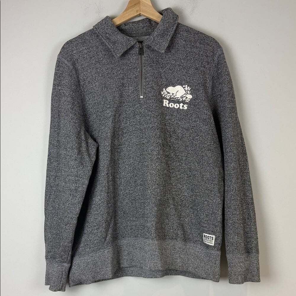 Roots Charcoal Zip-Up Men's Sweatshirt size XL